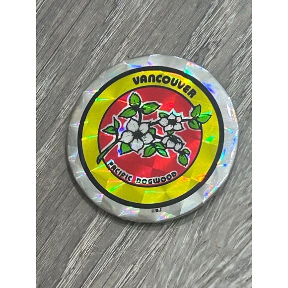 Vancouver Pacific Dogwood Holographic Sticker Pinback Button - Picture 1 of 8